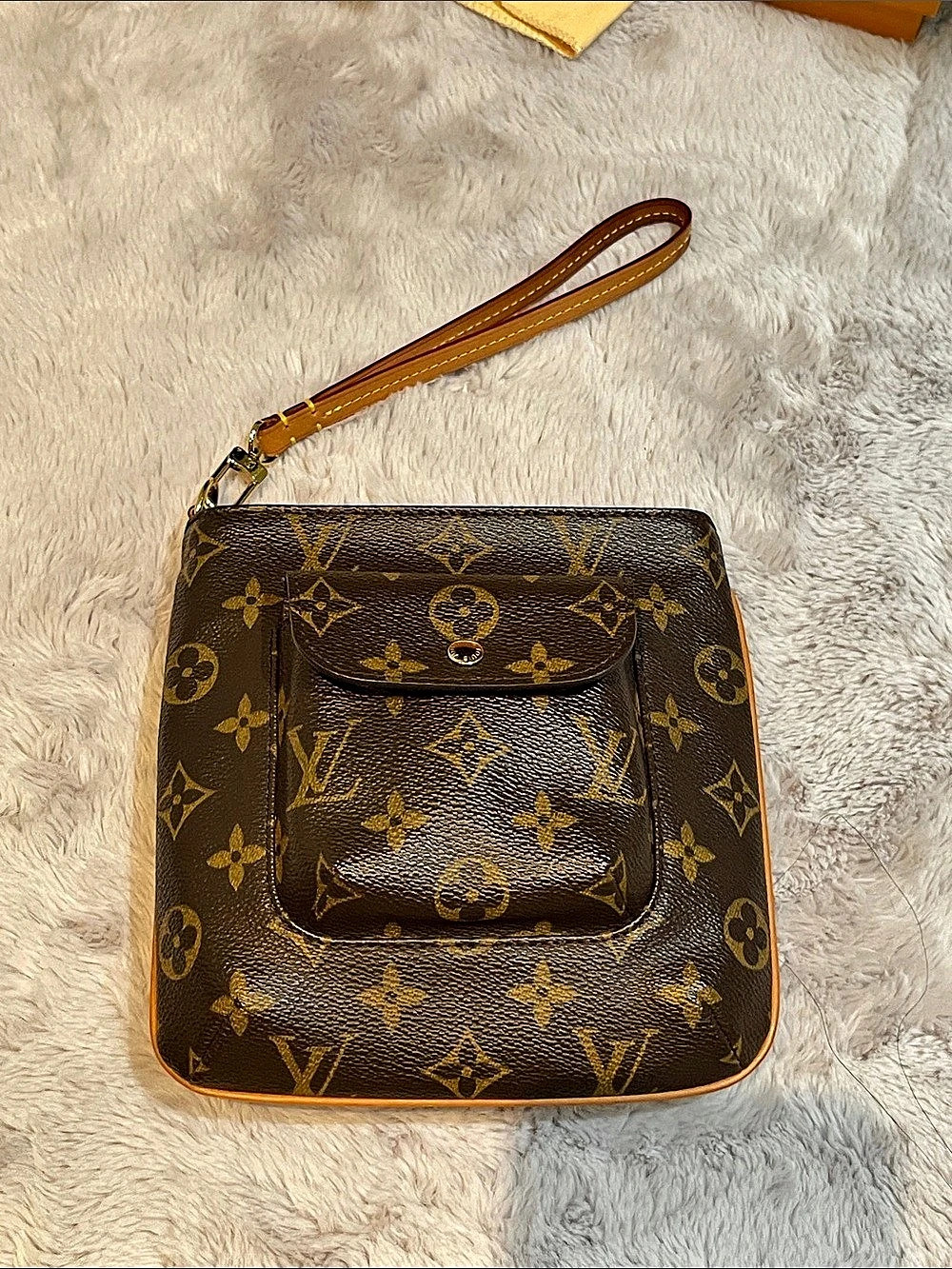 Louis Vuitton Pochette Accessoires Monogram Wristlet in Brown
